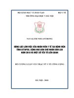 ĐỘNG lực làm VIỆC của NHÂN VIÊN y tế tại BỆNH VIỆN TỈNH ATTAPEU, CỘNG HOÀ dân CHỦ NHÂN dân lào năm 2018 và một số yếu tố LIÊN QUAN 