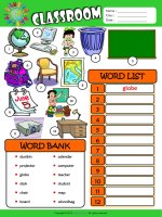 In the classroom ESL vocabulary find and write the words worksheet for kids