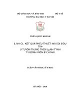 ĐÁNH GIÁ kết QUẢ PHẪU THUẬT nội SOI điều TRỊ u TUYẾN THƯỢNG THẬN LÀNH TÍNH tại BỆNH VIỆNBẠCH MAI 