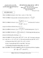 Đề kiểm tra học kỳ 2 Toán 11 năm 2018 – 2019 trường chuyên Ngoại Ngữ – Hà Nội