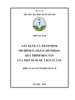 Xây dựng và thẩm định mô hình in silico mô phỏng quá trình hòa tan của một số dược chất ít tan