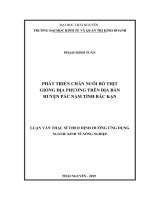 Luận văn thạc sĩ: Phát triển chăn nuôi bò thịt giống địa phương trên địa bàn huyện Pác Nặm tỉnh Bắc Kạn