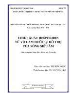 CHIẾT XUẤT HESPERIDIN TỪ VỎ CAM DƯỚI SỰ HỖ TRỢ CỦA SÓNG SIÊU ÂM