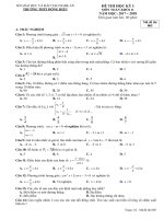 Đề thi học kỳ 1 Toán 11 năm học 2017 – 2018 trường THPT Đông Hiếu – Nghệ An