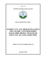 Nghiên cứu xác định hàm lượng một số độc tố pyrolizidin alkaloids trong thảo dược bằng sắc ký lỏng khối phổ