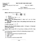 ĐỀ THI HỌC SINH GIỎI CẤP TRƯỜNG TOÁN 9+ĐÁP ÁN