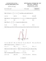 Kiểm tra bài 1 Toán 12 năm học 2018 – 2019 trường THPT Phước Vĩnh – Bình Dương