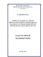 Luận án tiến sĩ: Nghiên cứu tác động của công bố thông tin trách nhiệm xã hội đến hiệu quả tài chính của các doanh nghiệp niêm yết trên thị trường chứng khoán Việt Nam