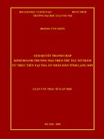 Giải quyết tranh chấp kinh doanh thương mại theo thủ tục sơ thẩm từ thực tiễn tại Tòa án nhân dân tỉnh Lạng Sơn