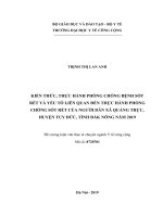 KIẾN THỨC, THỰC HÀNH PHÒNG CHỐNG BỆNH sốt rét và yếu tố LIÊN QUAN đến THỰC HÀNH PHÒNG CHỐNG sốt rét của NGƯỜI dân xã QUẢNG TRỰC, HUYỆN TUY đức, TỈNH đắk NÔNG năm 2019 