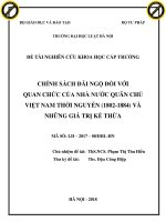Chính sách đãi ngộ đối với quan chức của nhà nước quân chủ việt nam thời nguyễn (1802 1884) và những giá trị kế thừa  