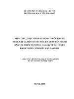 KIẾN THỨC, THỰC HÀNH sử DỤNG THUỐC bảo vệ THỰC vật và một số yếu tố LIÊN QUAN của NGƯỜI dân tộc THIỂU số TRỒNG CAM, QUÝT tại HUYỆN BẠCH THÔNG, TỈNH bắc kạn năm 2018 