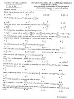  Đề kiểm tra học kỳ 1 Toán 12 năm 2018 – 2019 trường THPT Thăng Long – Hà Nội
