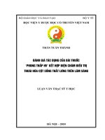 ĐÁNH GIÁ tác DỤNG của bài THUỐC “PHONG THẤP HV” kết hợp điện CHÂM điều TRỊ THOÁI hóa cột SỐNG THẮT LƯNG TRÊN lâm SÀNG 