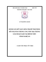 ĐÁNH GIÁ kết QUẢ hóa TRỊ bổ TRỢ PHÁC đồ FOLFOX4 TRONG UNG THƯ đại TRÀNG GIAI đoạn II,III tại BỆNH VIỆN TỈNH NGHỆ AN 