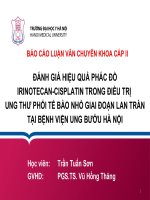 ĐÁNH GIÁ HIỆU QUẢ PHÁC đồ IRINOTECAN CISPLATIN TRONG điều TRỊ UNG THƯ PHỔI tế bào NHỎ GIAI đoạn LAN TRÀN tại BỆNH VIỆN UNG bướu hà nội 
