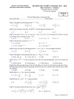 Đề kiểm tra 45 phút Giải tích 12 chương 2 năm học 2017 – 2018 trường THPT Đoàn Thượng – Hải Dương