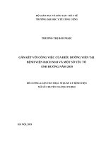 GẮN kết với CÔNG VIỆC của điều DƯỠNG VIÊN tại BỆNH VIỆN BẠCH MAI và một số yếu tố ẢNH HƯỞNG năm 2019 