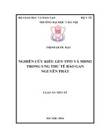 NGHIÊN cứu KIỂU GEN TP53 và MDM2 TRONG UNG THƯ tế bào GAN NGUYÊN PHÁT 