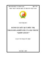 ĐÁNH GIÁ kết QUẢ điều TRỊ THOÁI hóa KHỚP gối của bài THUỐC “KHỚP gối HV” 