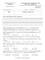  Đề thi HK2 Toán 12 năm 2018 – 2019 trường THPT Trà Cú – Trà Vinh