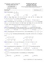 Đề thi học kì 2 Toán 12 năm 2018 – 2019 trường THPT Yên Lãng – Hà Nội