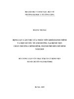 ĐỘNG lực làm VIỆC của NHÂN VIÊN KHỐI HÀNH CHÍNH và một số yếu tố ẢNH HƯỞNG tại BỆNH VIỆN CHẤN THƯƠNG CHỈNH HÌNH, THÀNH PHỐ hồ CHÍ MINH năm 2019 