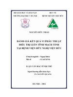 ĐÁNH GIÁ kết QUẢ VI PHẪU THUẬT điều TRỊ GIÃN TĨNH MẠCH TINH tại BỆNH VIỆN hữu NGHỊ VIỆT đức 