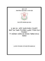 ĐÁNH GIÁ kết QUẢ PHẪU THUẬT một số tổn THƯƠNG LÀNH TÍNH dây THANH tại BỆNH VIỆN đa KHOA TỈNH bắc NINH 