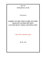 NGHIÊN cứu độc TÍNH và HIỆU QUẢ điều TRỊ HUYẾT áp THẤP THỨ PHÁT của VIÊN HOÀN “THĂNG áp DƯỠNG não” 