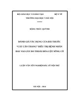 ĐÁNH GIÁ tác DỤNG của bài THUỐC “cát căn THANG” điều TRỊ BỆNH NHÂN ĐAU VAI gáy DO THOÁI hóa cột SỐNG cổ 
