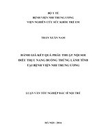 ĐÁNH GIÁ kết QUẢ PHẪU THUẬT nội SOI điều TRỊ u NANG BUỒNG TRỨNG LÀNH TÍNH tại BỆNH VIỆN NHI TRUNG ƯƠNG 