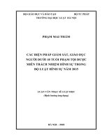 Các biện pháp giám sát, giáo dục người dưới 18 tuổi phạm tội được miễn trách nhiệm hình sự trong Bộ luật Hình sự năm 2015