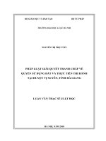Pháp luật giải quyết tranh chấp về quyền sử dụng đất và thực tiễn thi hành tại huyện vị xuyên, tỉnh hà giang  