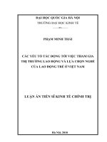 Các yếu tố tác động tới việc tham gia thị trường lao động và lựa chọn nghề của lao động trẻ ở Việt Nam