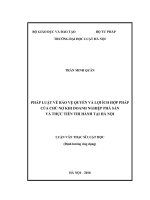 Pháp luật về bảo vệ quyền và lợi ích hợp pháp của chủ nợ khi doanh nghiệp phá sản và thực tiễn thi hành tại hà nội  