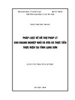 Pháp luật về hỗ trợ pháp lý cho doanh nghiệp nhỏ và vừa và thực tiễn thực hiện tại tỉnh lạng sơn  