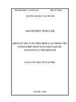 Kiểm sát việc tuân theo pháp luật trong việc áp dụng biện pháp ngăn chặn tạm giữ, tạm giam của viện kiểm sát  