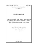 Thực trạng pháp luật về bảo vệ quyền lợi người tiêu dùng trong giao kết và thực hiện hợp đồng theo mẫu ở việt nam  