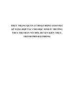 THỰC TRẠNG QUẢN lý HOẠT ĐỘNG GIÁO dục kĩ NĂNG hợp tác CHO học SINH ở  TRƯỜNG THCS THỊ TRẤN núi đối, HUYỆN KIẾN THỤY, THÀNH PHỐ hải PHÒNG 