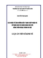 Các nhân tố ảnh hưởng đến ý định chấp nhận và sử dụng dịch vụ ngân hàng khu vực nông thôn ngoại thành Hà Nội (LA TIẾN SĨ)