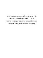 THỰC TRẠNG GIÁO dục kỹ NĂNG GIAO TIẾP với các cư dân NÔNG THÔN tại các TRUNG tâm học tập CỘNG ĐỒNG của SINH VIÊN học VIỆN NÔNG NGHIỆP VIỆT NAM 