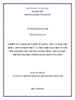 Nghiên cứu thăm dò ý kiến từ giảng viên và sinh viên tiếng anh về nhận thức và thực hiện dạy học tự chủ (tt) 