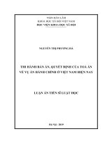 Thi hành bản án, quyết định của toà án về vụ án hành chính ở việt nam hiện nay