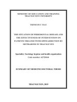 Thực trạng bệnh quanh răng và hiệu quả can thiệp trên người bệnh điều trị thay thế nghiện các chất dạng thuốc phiện bằng methadone tại thái nguyên tt  tiếng anh 