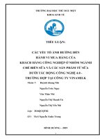 Các yều tố ảnh hưởng đến hành vi mua hàng của khách hàng công nghiệp ở nhóm ngành chế biến sữa và các sản phẩm từ sữa dưới tác động công nghệ 4.0