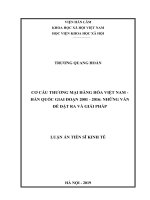 Cơ cấu thương mại hàng hóa Việt Nam – Hàn Quốc giai đoạn 20012016: Những vấn đề đặt ra và giải pháp