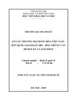 Cơ cấu thương mại hàng hóa Việt Nam – Hàn Quốc giai đoạn 20012016: Những vấn đề đặt ra và giải pháp tt