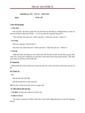 Giáo án Lịch sử 12 bài 6: Nước Mỹ