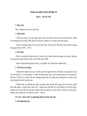 Giáo án Lịch sử 12 bài 6: Nước Mỹ - Tài liệu text
